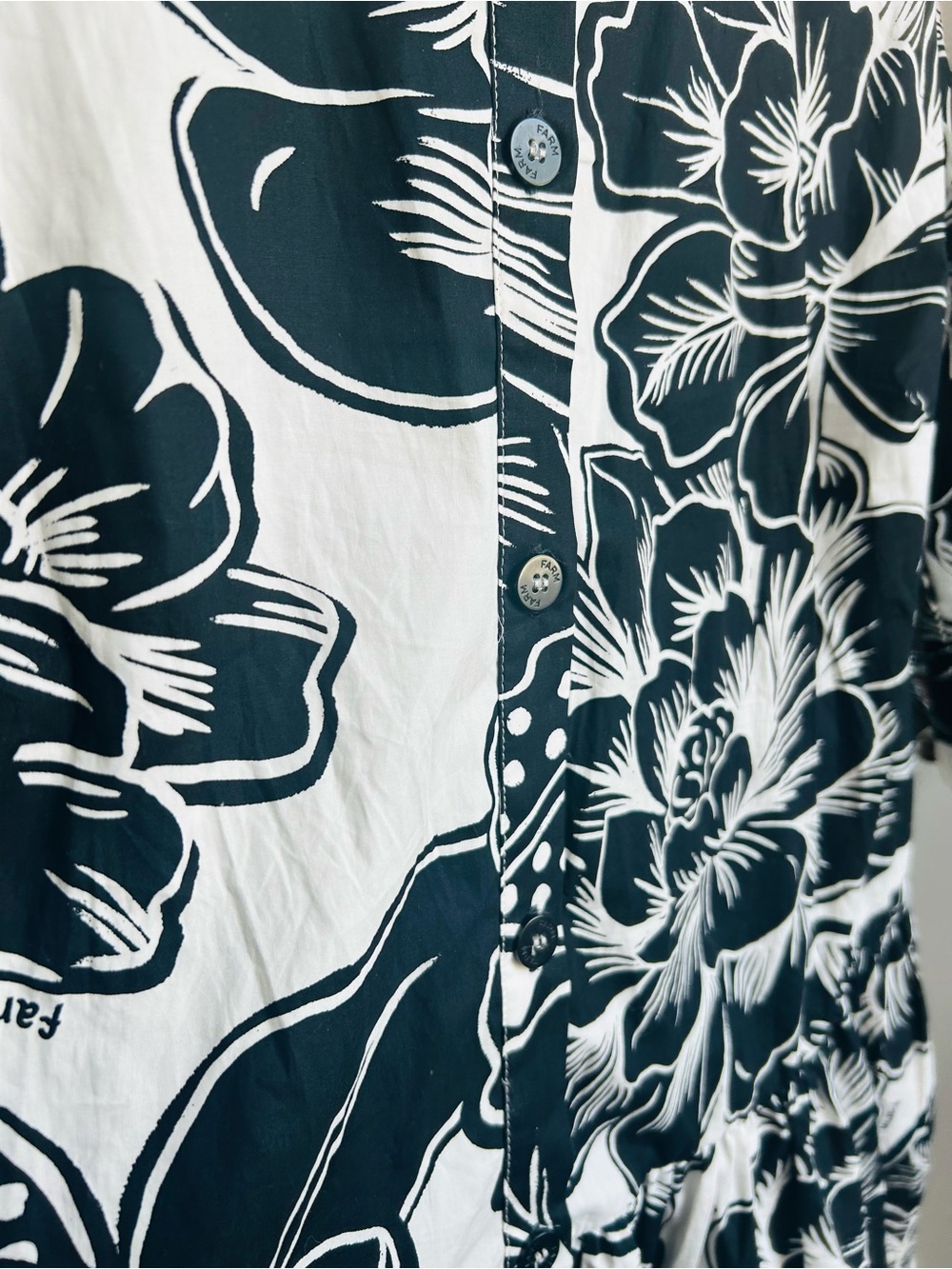 FARM Rio Chita Woodcut Drop Waist Mini Shirt Dress XL Floral Resort coastal #115 - Picture 6 of 13